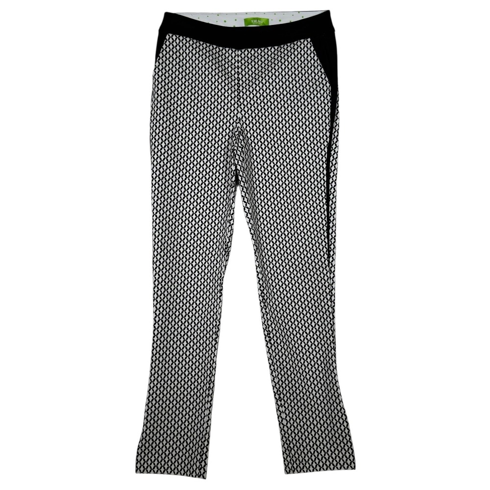Swing Control‎ Women's Golf Pants Size 2 Black White Geometric Pull-On Stretch